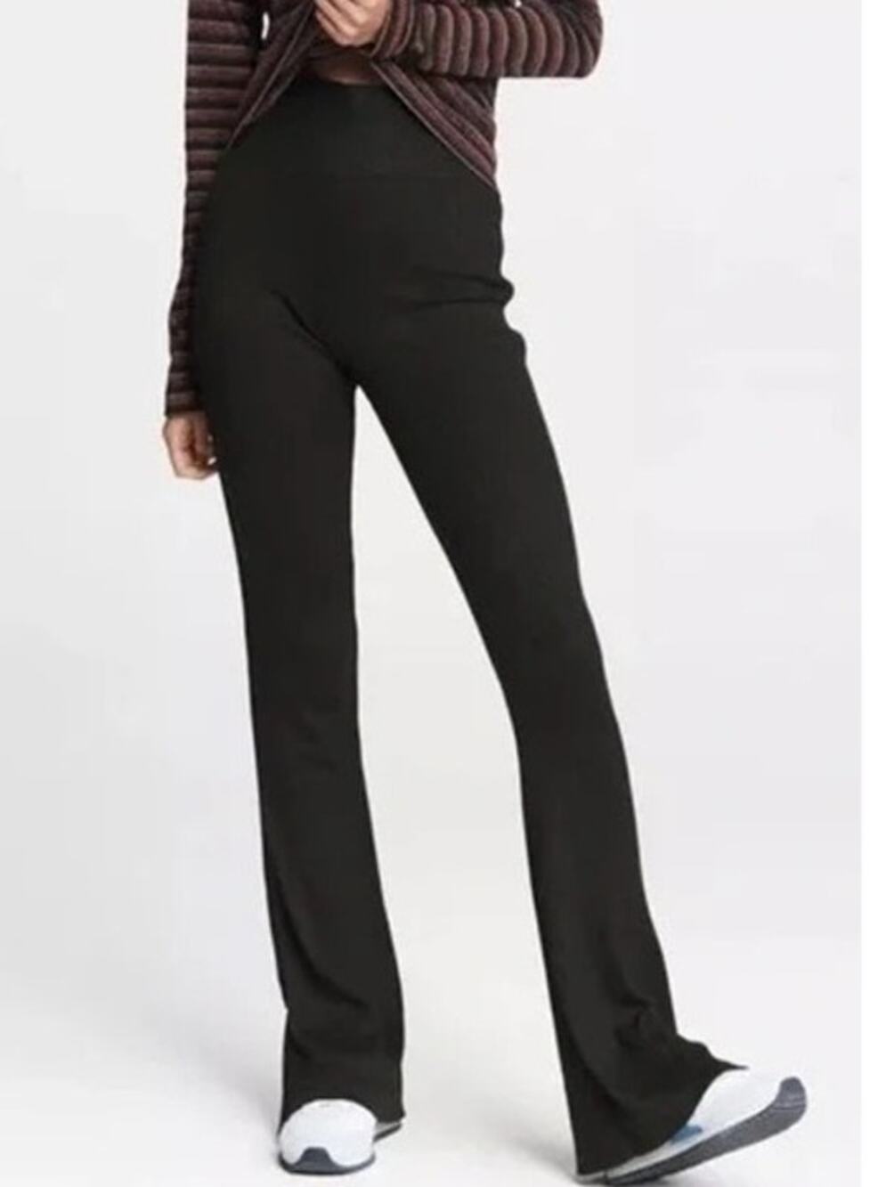 Rag & Bone Carrie Ribbed Lounge Flare Pants Small Black Quiet Luxury Athleisure